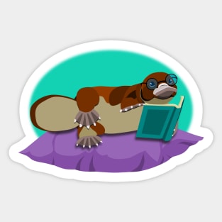 Platypus reading a book Sticker
